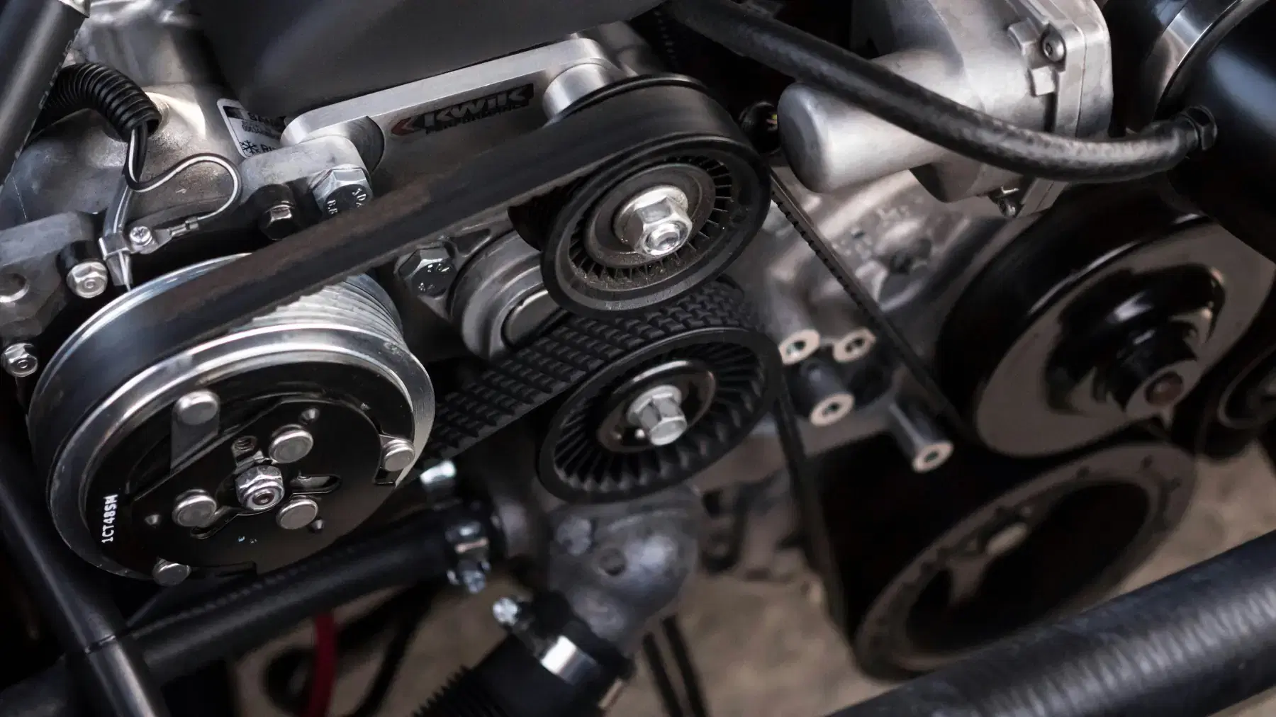 Automotive drivetrain parts in a repair shop